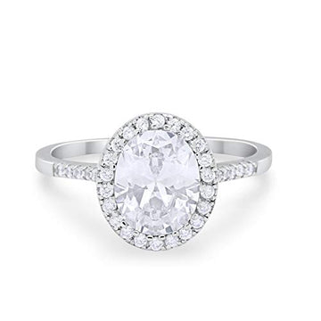 Art Deco Oval Wedding Bridal Ring Simulated CZ 925 Sterling Silver